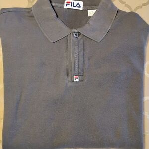 Fila Vintage Blue Long Sleeve XL Polo Shirt for Men